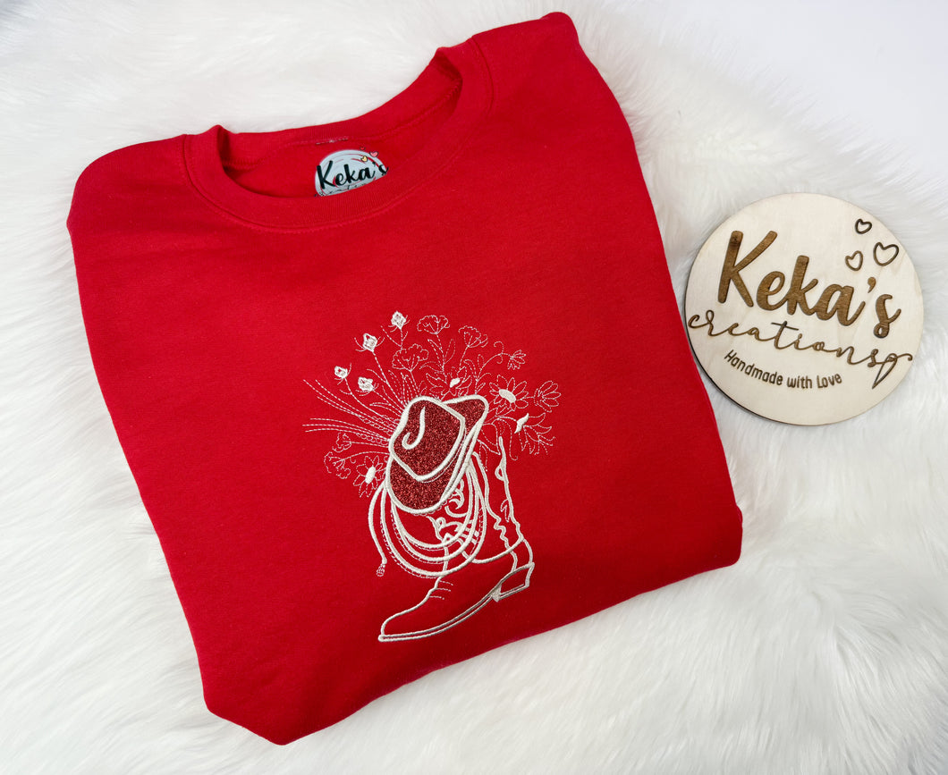 LARGE - Cowgirl sweatshirt - Red