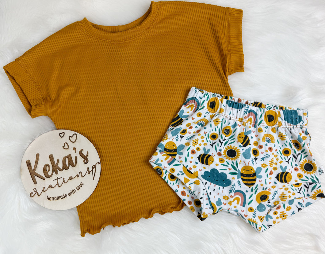 3T - Spring bees set - boxy tee and shorties