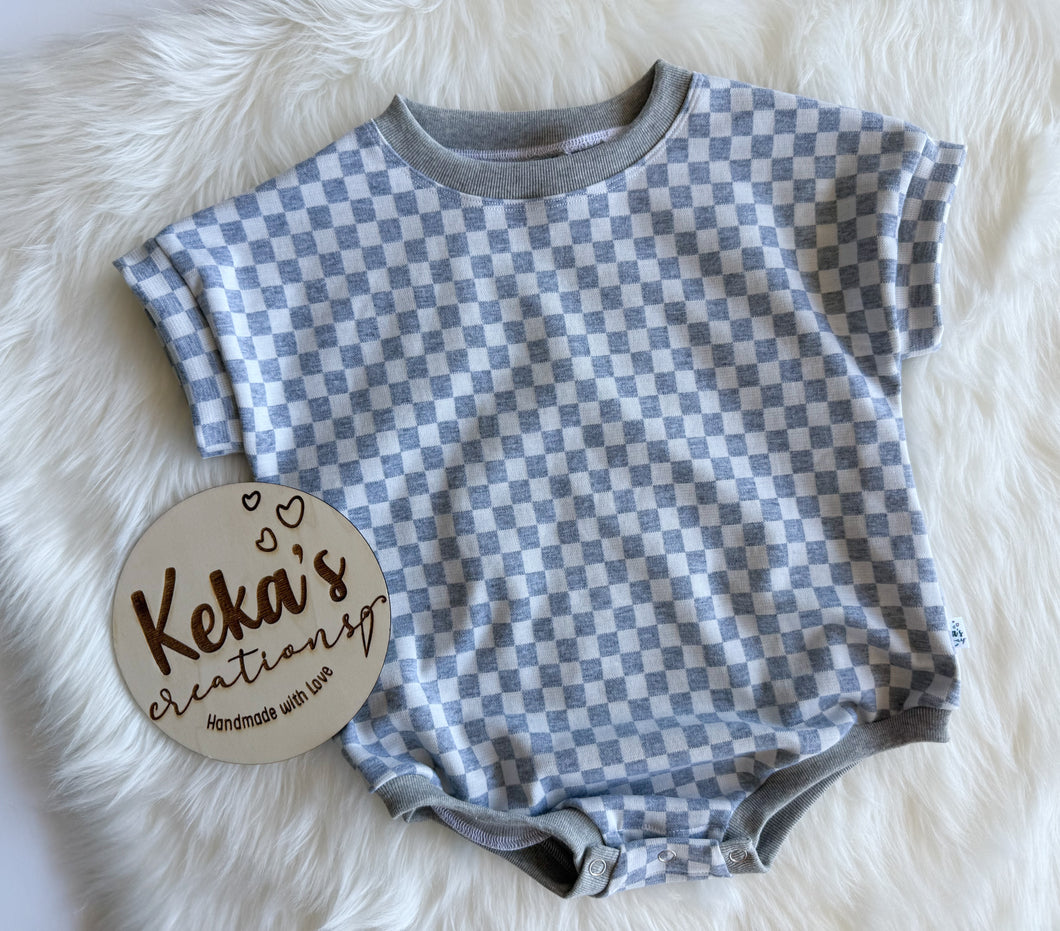 9-12mo - Checkered t-shirt romper