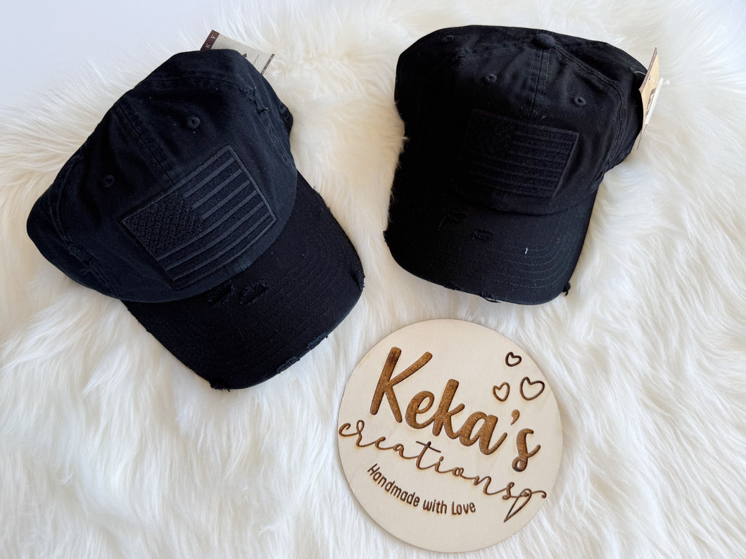 Mommy and me distresses black hat