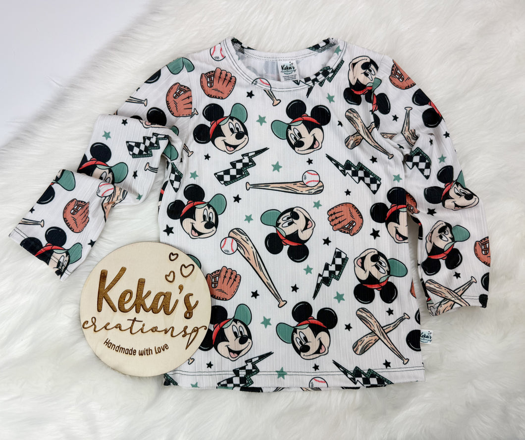 3T - Mickey Baseball long sleeves tee